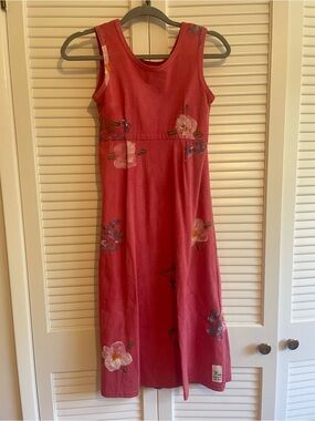 Balu Cape Town Handpainted Floral Pink Sleeveless cotton Casual Dress